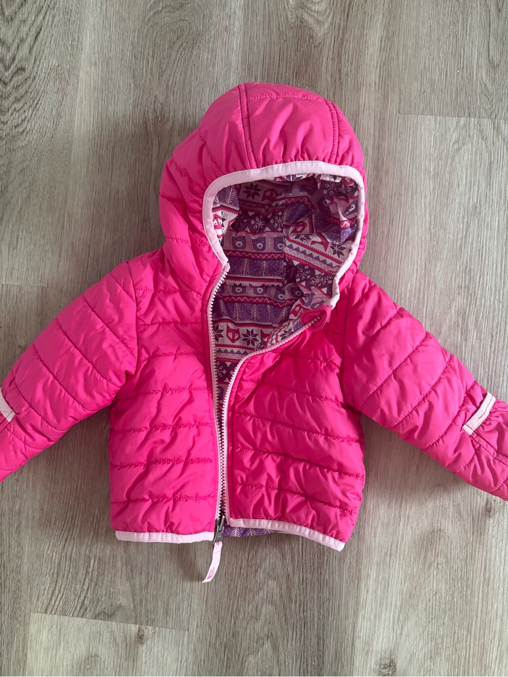 Pink Reversible North Face Baby Puffer Jacket